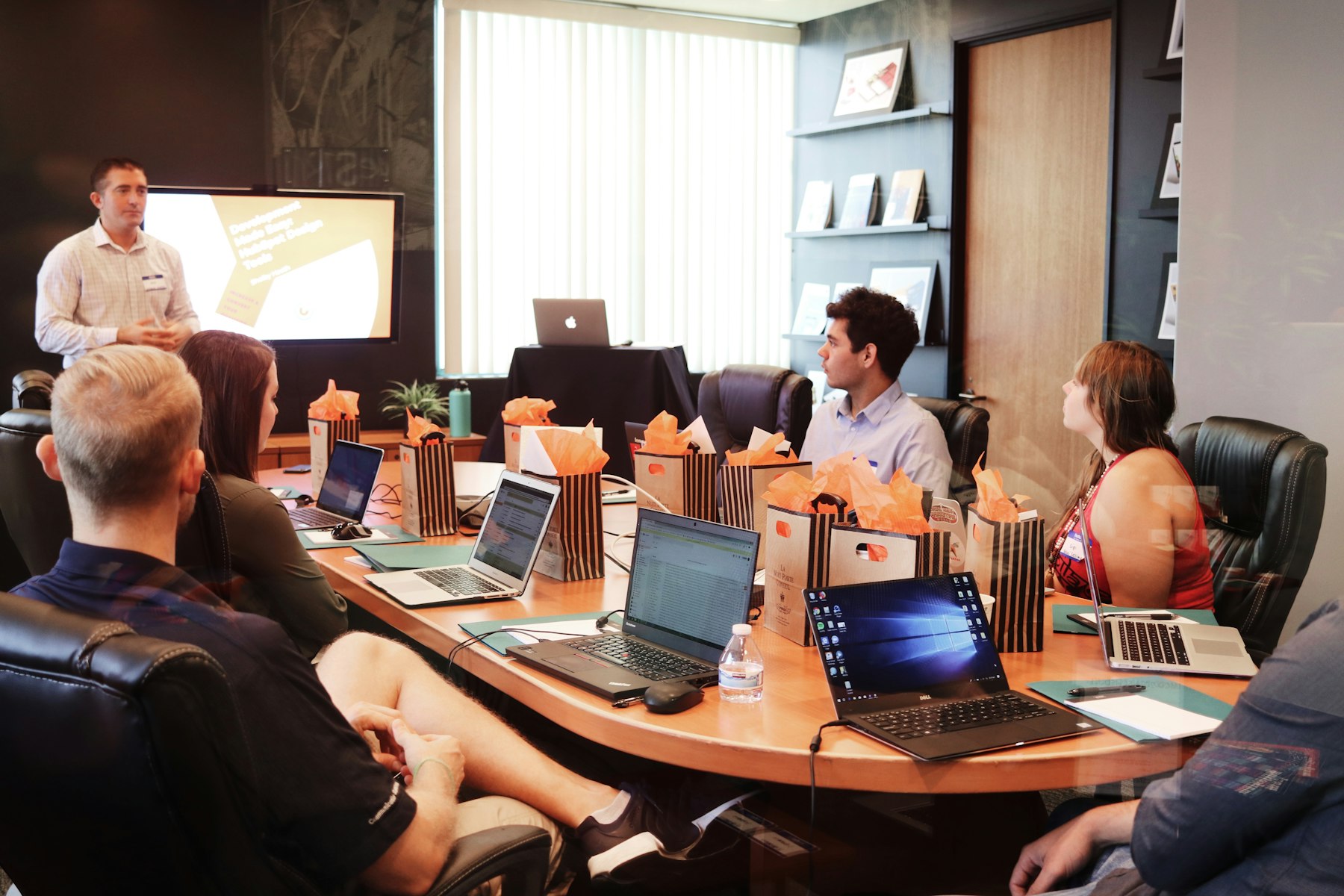 Instructor teaching a class in a training room
